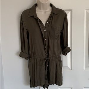 Army green long sleeve romper